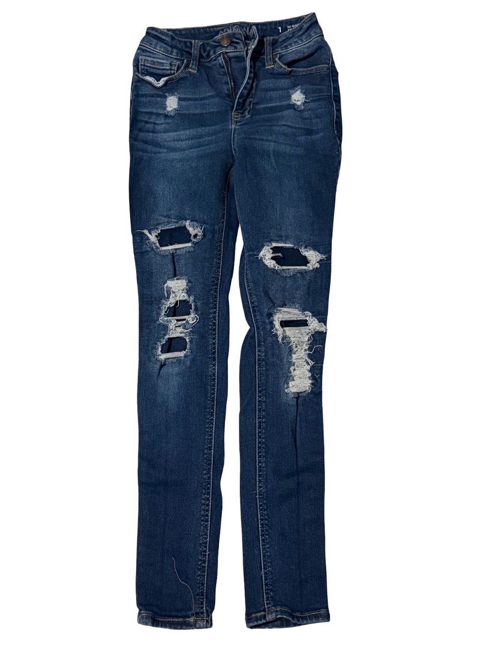 Arizona Hi-Rise Skinny Distressed Dark Wash Jeans Size 1